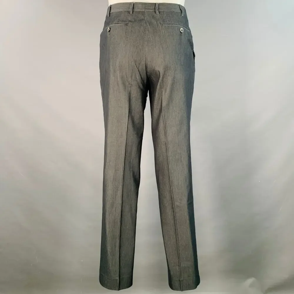 CORNELIANI Size 38 Grey Charcoal Herringbone Cotton Silk Peak Lapel Suit